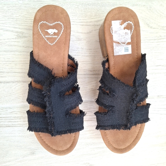 Rocket Dog women's black Clipper slide chunky heeled sandals - size 8 - Picture 4 of 10